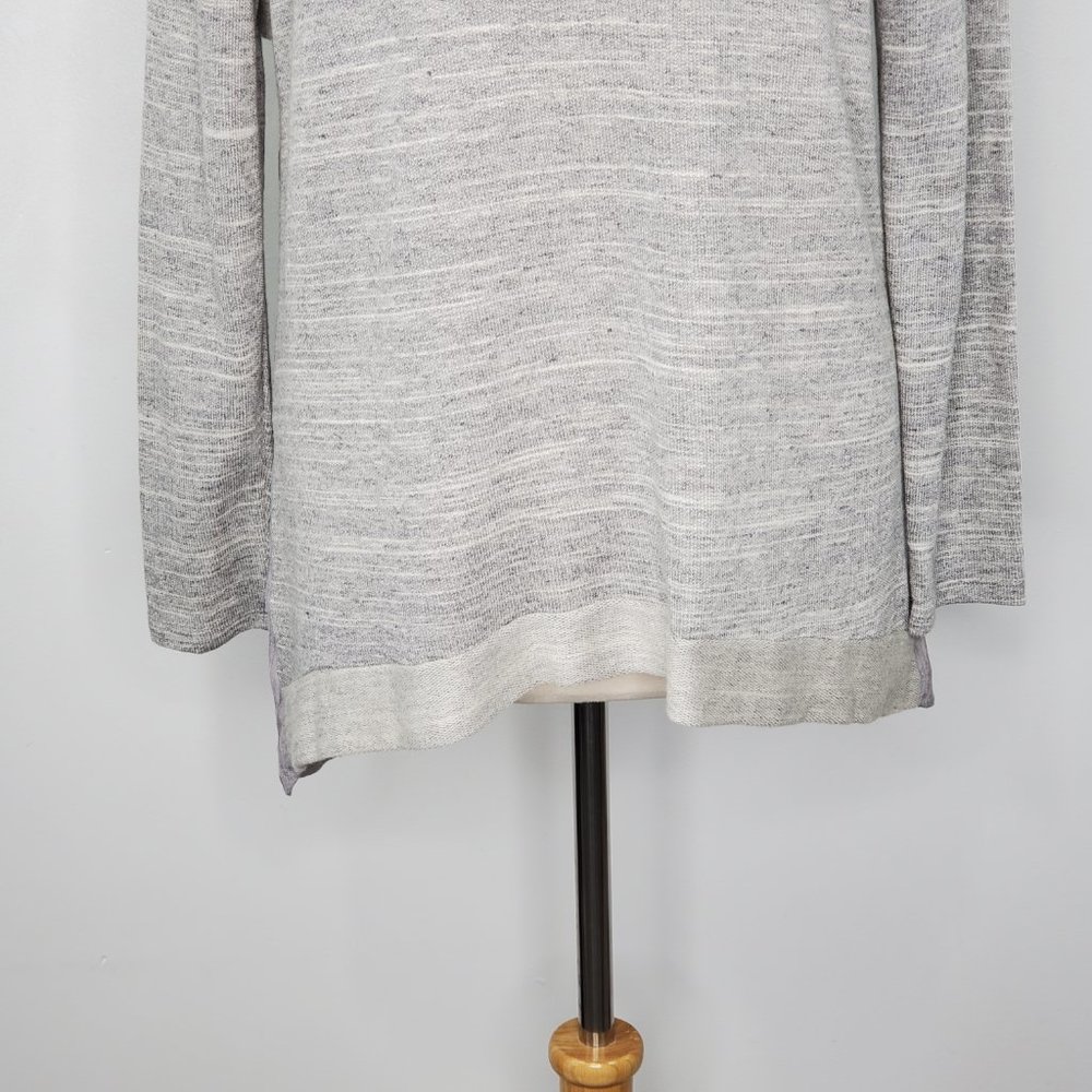 Kenar Women's Gray Pullover Mixed Media Knit High-Low Long Sleeve Top Size L - Picture 3 of 11